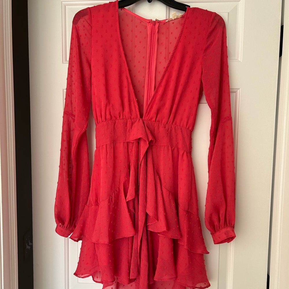 For Love & Lemons size CS beautiful pink long sleeve knee length dress